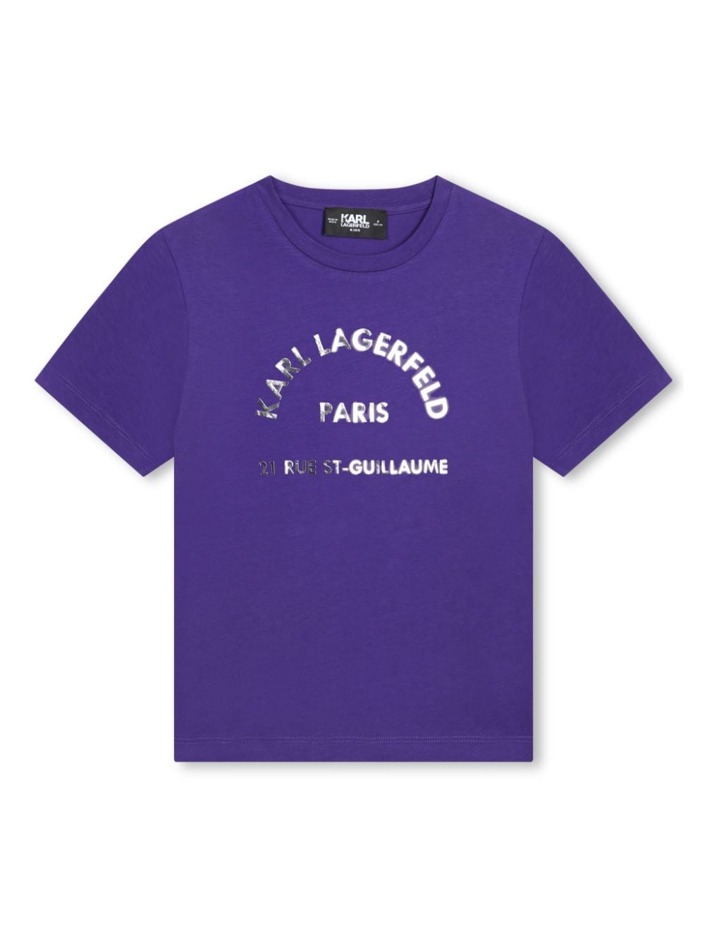 T-shirt per bambina Karl Lagerfeld Kids viola girocollo con stampa - Rubino Kids