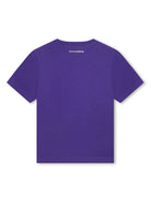 T-shirt per bambina Karl Lagerfeld Kids viola girocollo con stampa - Rubino Kids