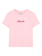 T-shirt per bambina Lanvin Enfant rosa con dettaglio logo - Rubino Kids