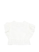 T-shirt per bambina Louise Misha bianca con bordi arricciati - Rubino Kids