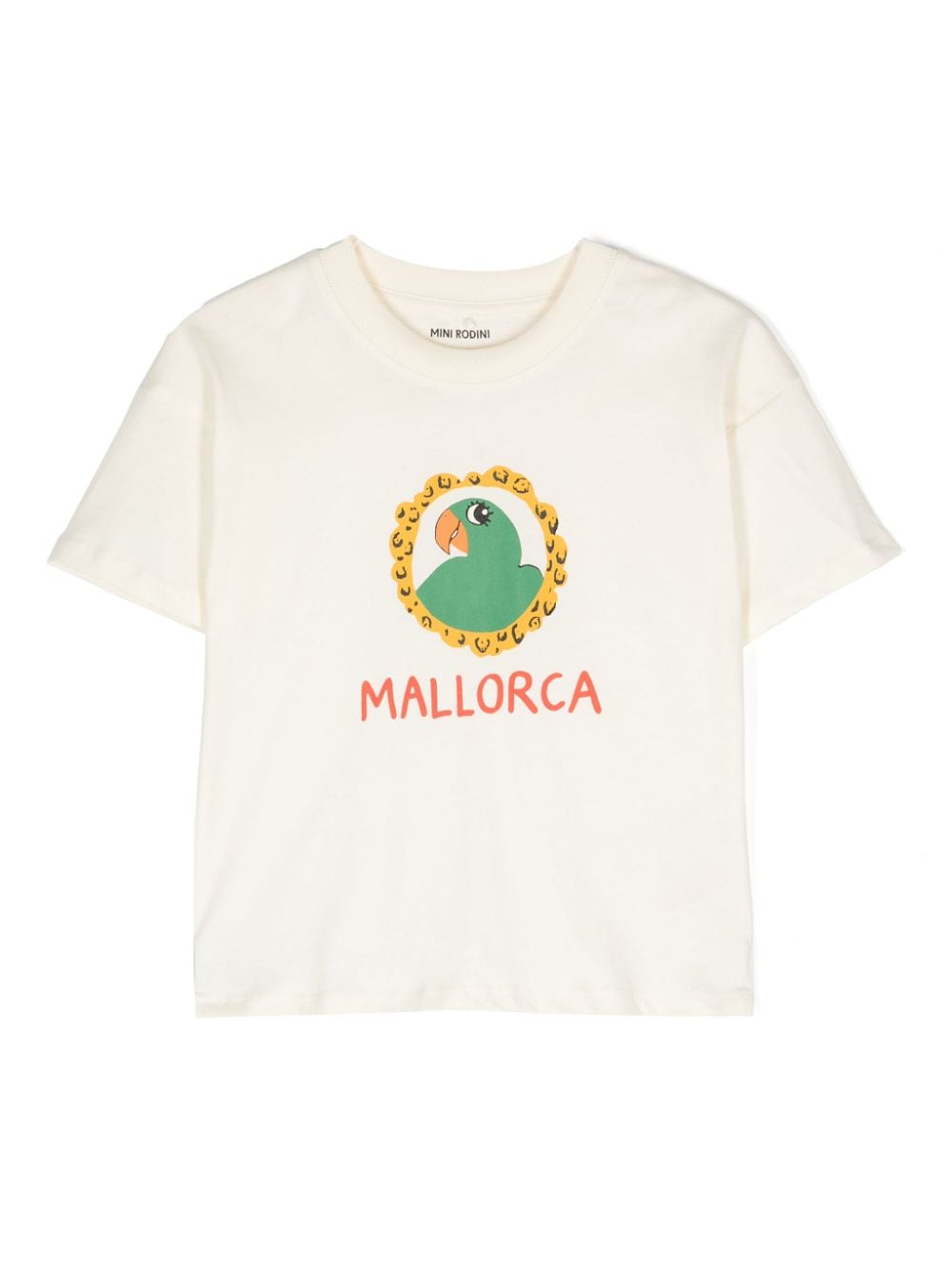 T-shirt per bambina Mini Rodini bianco con stampa Parrot - Rubino Kids