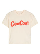 T-shirt per bambina Mini Rodini CouCou bianco con stampa con testo - Rubino Kids