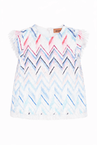 T-shirt per bambina Missoni Kids bianca con motivo a chevron - Rubino Kids