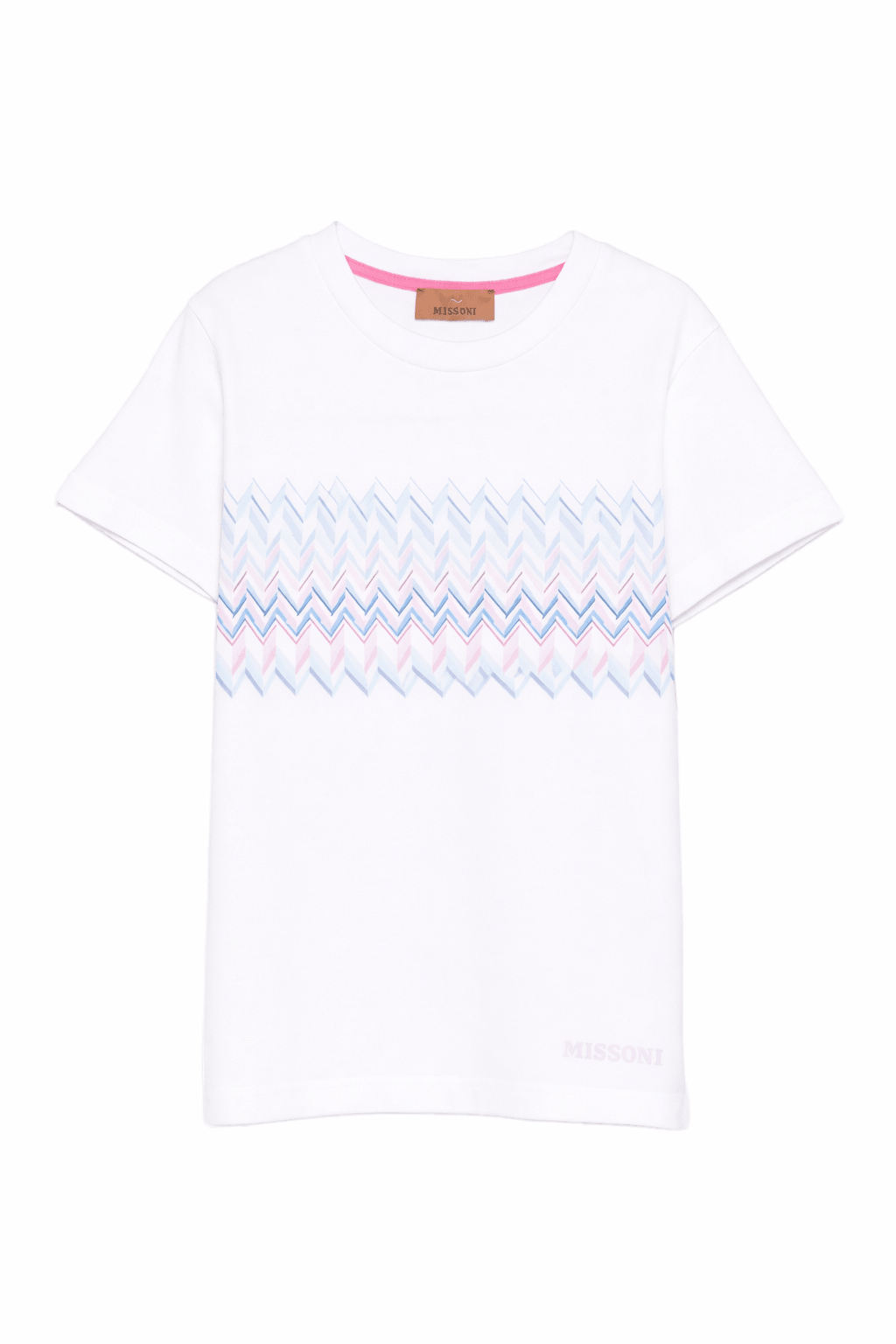 T-shirt per bambina Missoni Kids bianca con motivo a zigzag - Rubino Kids