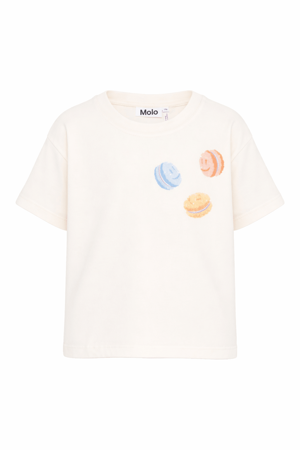 T-shirt per bambina Molo beige a girocollo con dettaglio paillettes - Rubino Kids