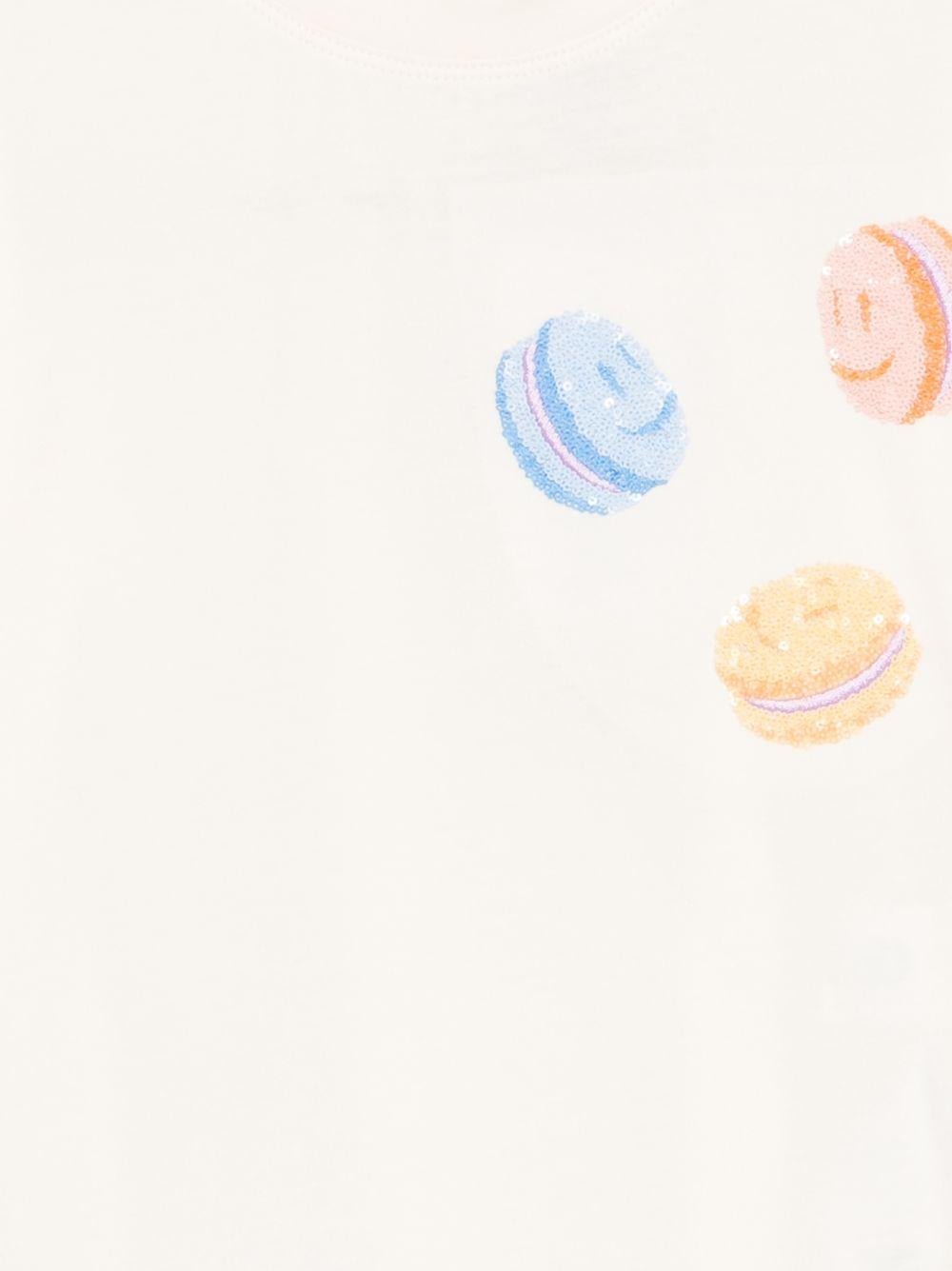 T-shirt per bambina Molo beige a girocollo con dettaglio paillettes - Rubino Kids