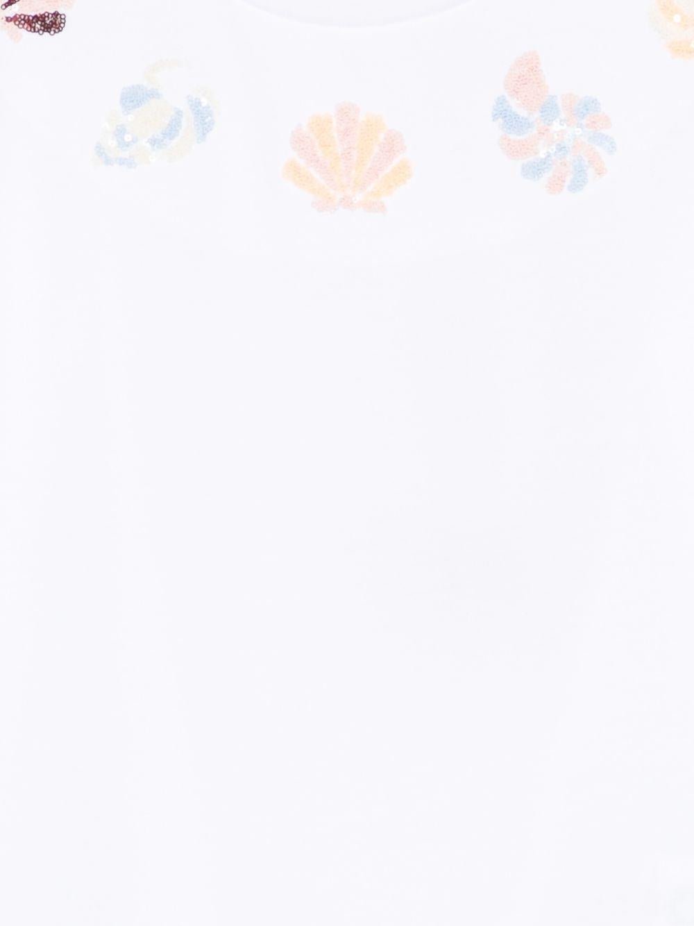 T-shirt per bambina Molo bianca con dettagli in paillettes - Rubino Kids