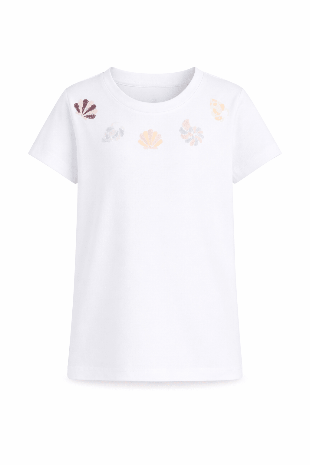 T-shirt per bambina Molo bianca con dettagli in paillettes - Rubino Kids