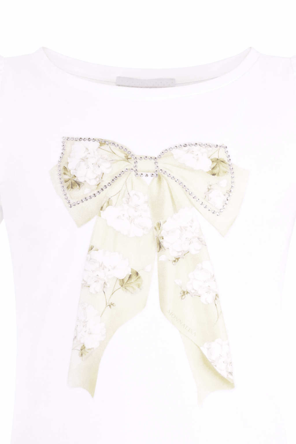 T-shirt per bambina Monnalisa bianca con stampa a fiori - Rubino Kids