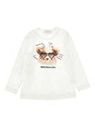 T-shirt per bambina Monnalisa bianca con stampa Bear - Rubino Kids