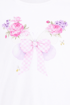 T-shirt per bambina Monnalisa bianca con stampa farfalle sul davanti - Rubino Kids