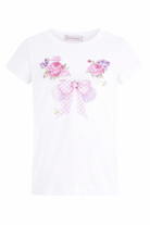 T-shirt per bambina Monnalisa bianca con stampa farfalle sul davanti - Rubino Kids