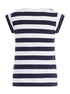 T-shirt per bambina Monnalisa blu con motivo a righe con stampa a decorazione - Rubino Kids