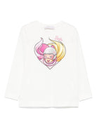 T-shirt per bambina Monnalisa x Barbie bianca con motivo a cuore - Rubino Kids