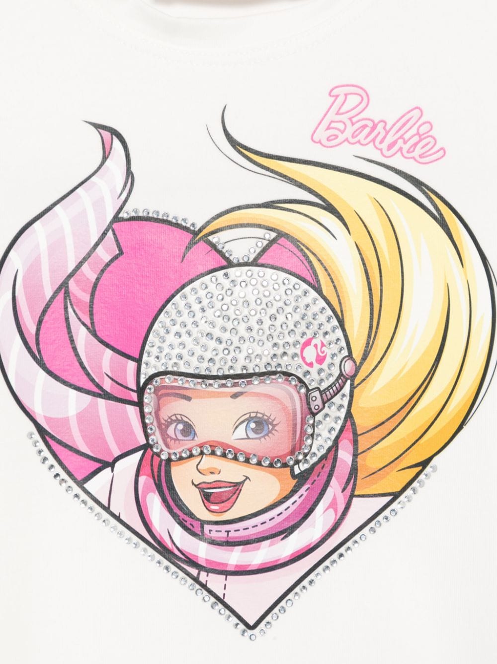 T-shirt per bambina Monnalisa x Barbie bianca con motivo a cuore - Rubino Kids