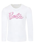 T-shirt per bambina Monnalisa x Barbie bianco a maniche lunghe - Rubino Kids