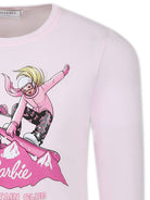 T-shirt per bambina Monnalisa x Barbie rosa con stampa sul davanti - Rubino Kids