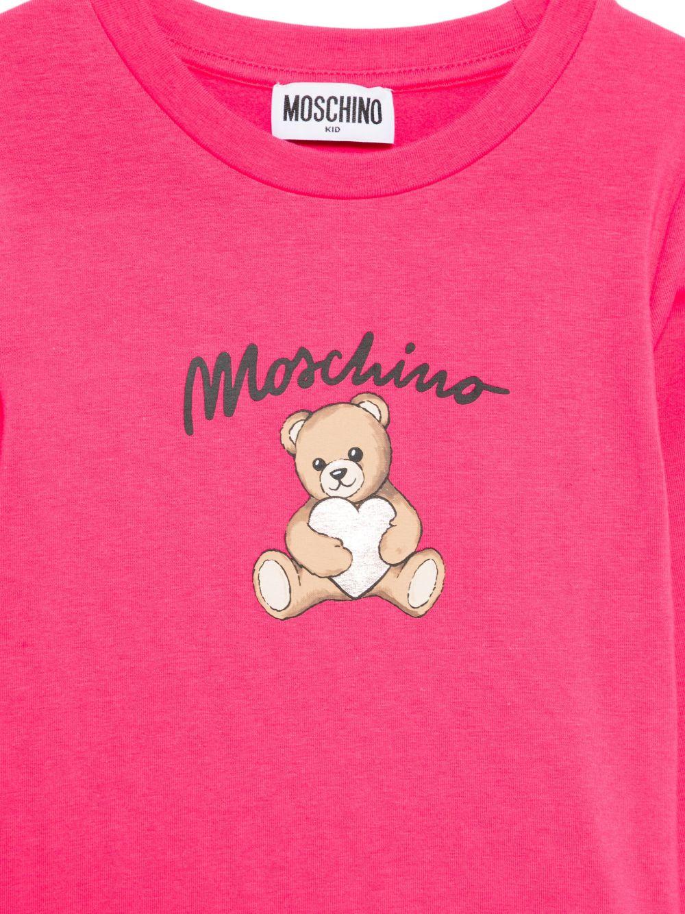 T-shirt per bambina Moschino Kids fucsia con stampa Teddy - Rubino Kids