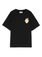 T-shirt per bambina Moschino Kids nero con stampa Teddy Bear - Rubino Kids