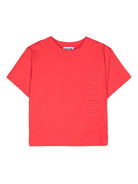 T-shirt per bambina Moschino Kids rosso con logo goffrato - Rubino Kids