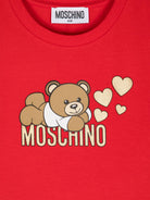 T-shirt per bambina Moschino Kids rosso con ruches sulla spalla - Rubino Kids