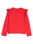 T-shirt per bambina Moschino Kids rosso con ruches sulla spalla - Rubino Kids