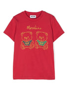 T-shirt per bambina Moschino Kids rosso con stampa Teddy Bear - Rubino Kids