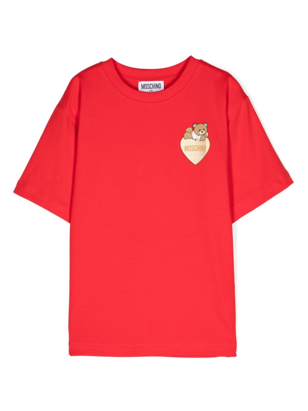 T-shirt per bambina Moschino Kids rosso con stampa Teddy Bear - Rubino Kids