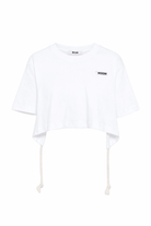 T-shirt per bambina MSGM Kids bianca con apertura sulla schiena - Rubino Kids