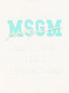 T-shirt per bambina MSGM Kids bianca con logo sul davanti - Rubino Kids