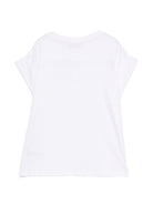 T-shirt per bambina MSGM Kids bianca con stampa logo - Rubino Kids