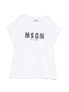 T-shirt per bambina MSGM Kids bianca con stampa logo - Rubino Kids