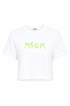 T-shirt per bambina MSGM Kids bianca modello crop - Rubino Kids
