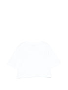 T-shirt per bambina MSGM Kids bianca modello crop - Rubino Kids