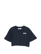 T-shirt per bambina MSGM Kids blu con apertura sulla schiena - Rubino Kids