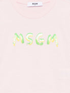 T-shirt per bambina MSGM Kids rosa modello crop - Rubino Kids