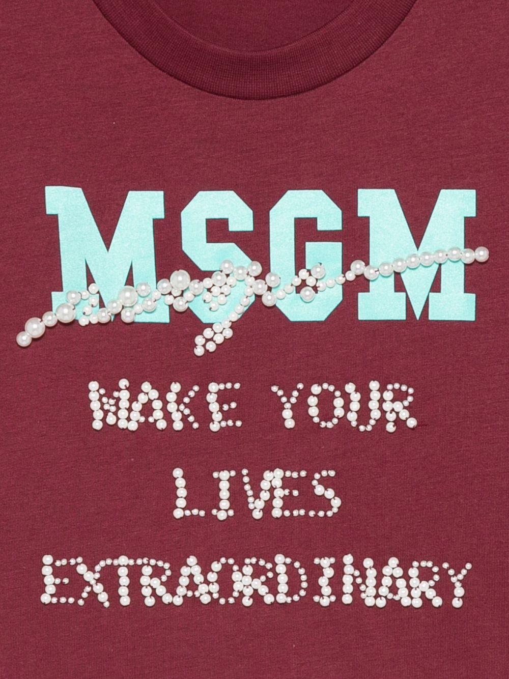 T-shirt per bambina MSGM Kids rossa con logo sul davanti - Rubino Kids