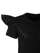 T shirt per bambina nera con logo Givenchy all - over e ruches sulle spalle - Rubino Kids