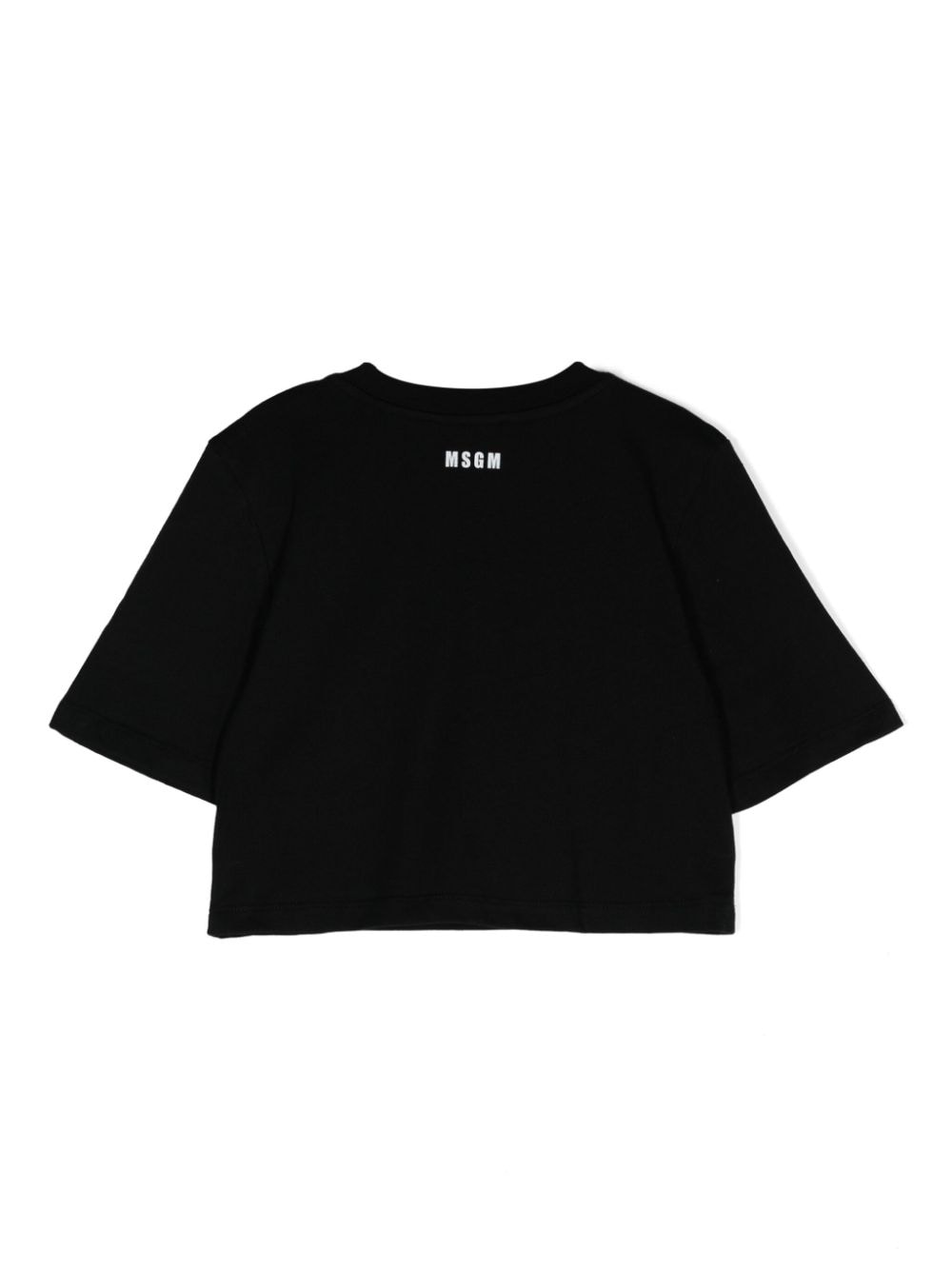 T shirt per bambina nera con logo MSGM in strass - Rubino Kids