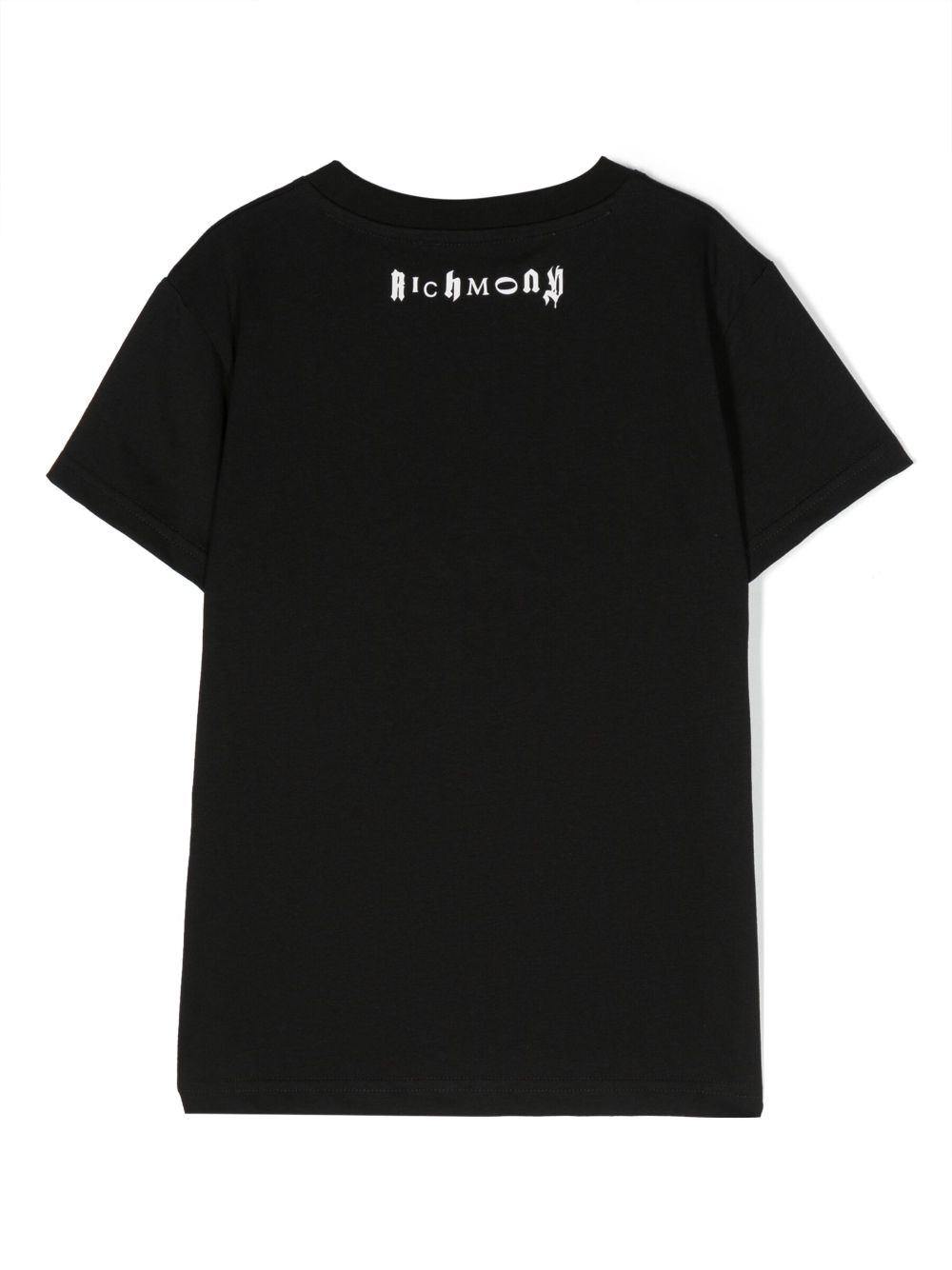 T shirt per bambina nera John Richmond con applicazione centrale JR e contorno borchie - Rubino Kids