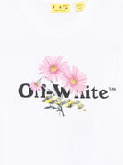 T-shirt per bambina Off - White Kids bianca con stampa grafica floreale sul davanti - Rubino Kids