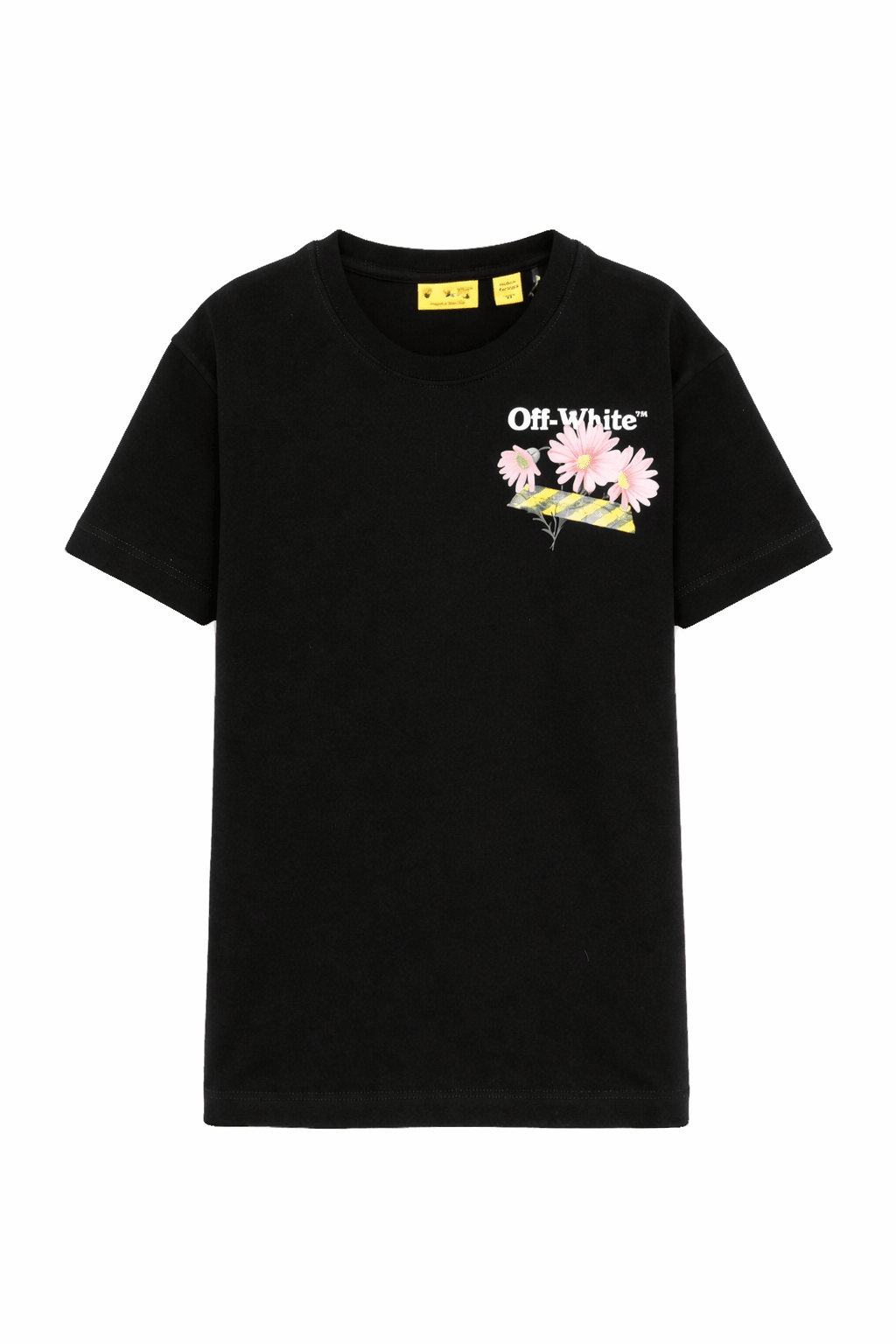 T-shirt per bambina Off - White Kids nera con stampa grafica floreale sul davanti - Rubino Kids