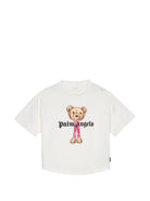 T-shirt per bambina Palm Angels Kids bianca con stampa grafica Teddy Bear - Rubino Kids