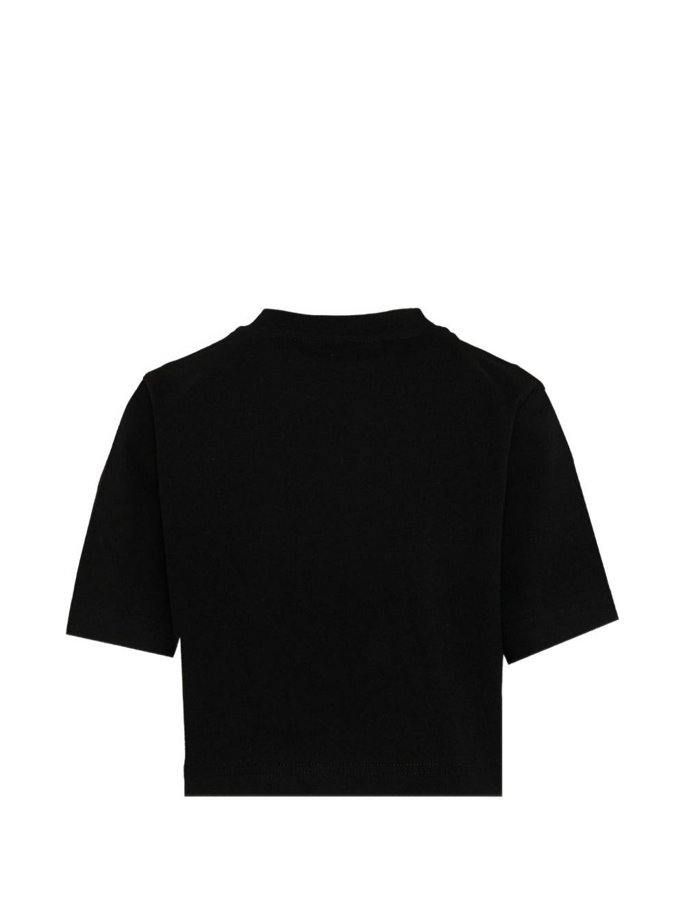 T-shirt per bambina Palm Angels Kids nera con stampa grafica sul davanti - Rubino Kids