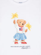 T-shirt per bambina Ralph Lauren Kids bianco con stampa Polo Bear - Rubino Kids