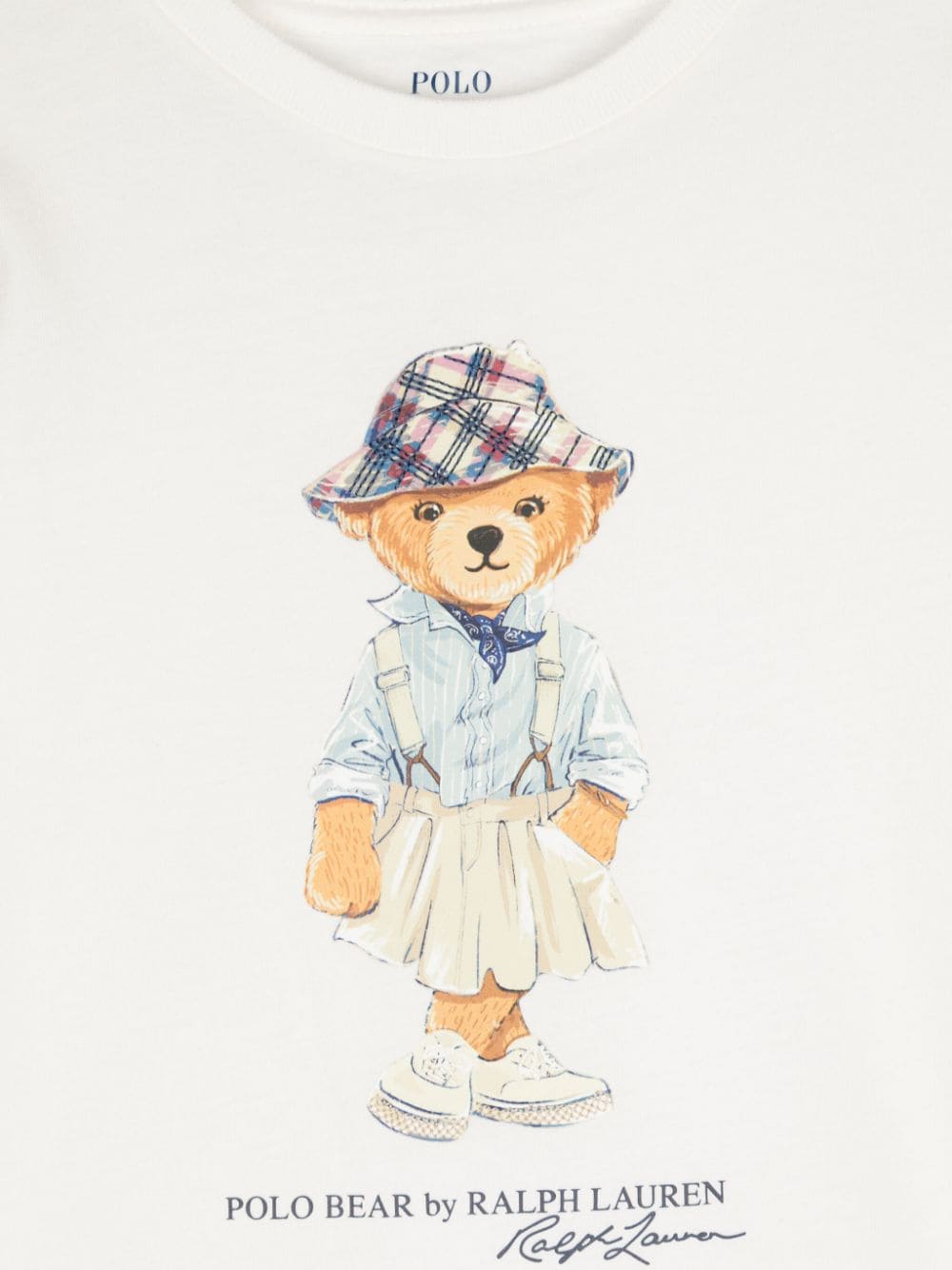 T-shirt per bambina Ralph Lauren Kids bianco con stampa Polo Bear - Rubino Kids