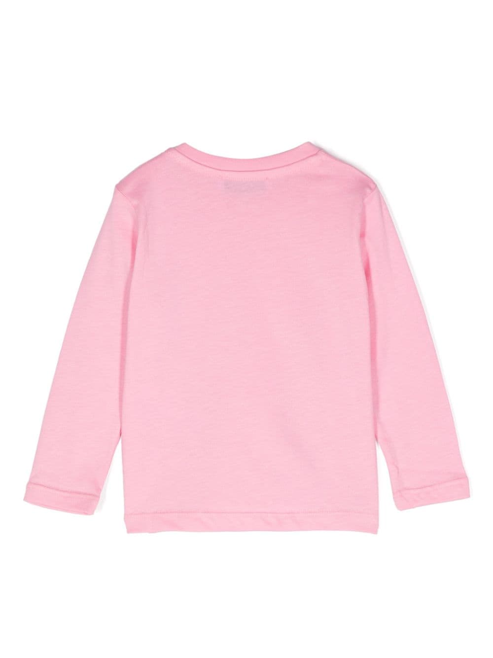 T shirt per bambina rosa a manica lunga con stampa logo MSGM in stile cartone animato - Rubino Kids