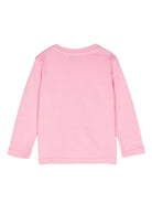 T shirt per bambina rosa a manica lunga con stampa logo MSGM in stile cartone animato - Rubino Kids