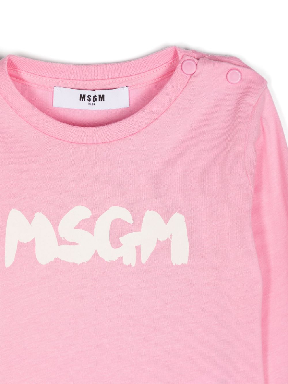 T shirt per bambina rosa a manica lunga con stampa logo MSGM in stile cartone animato - Rubino Kids