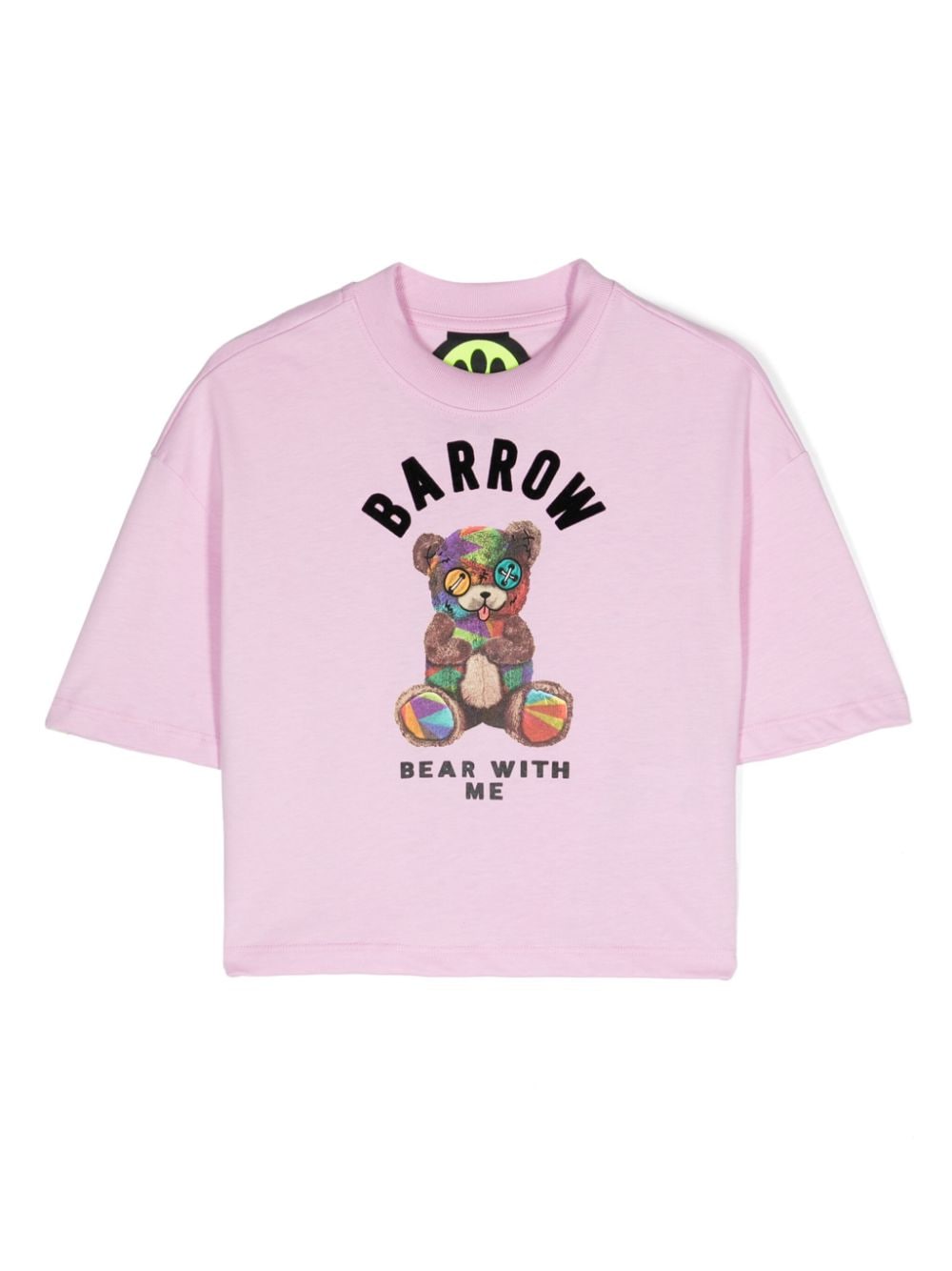 T shirt per bambina rosa Barrow con stampa orso arcobaleno - Rubino Kids